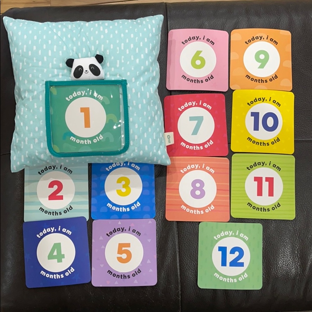 Baby milestone pillow & cards